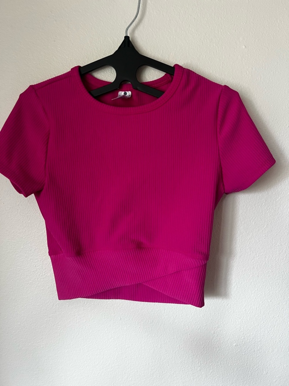 Yogalicious Girls Pink Ribbed Crop Top Size Medium 10 Athletic Short Sleeve Tee